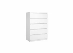 Ladekast Naia 77x50x112cm - melamine - wit hoogglans