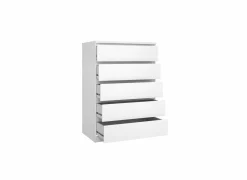 Ladekast Naia 77x50x112cm - melamine - wit hoogglans