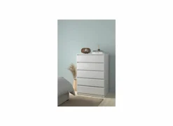 Ladekast Naia 77x50x112cm - melamine - wit hoogglans