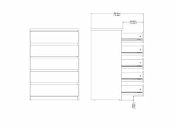 Ladekast Naia 77x50x112cm - melamine - wit hoogglans