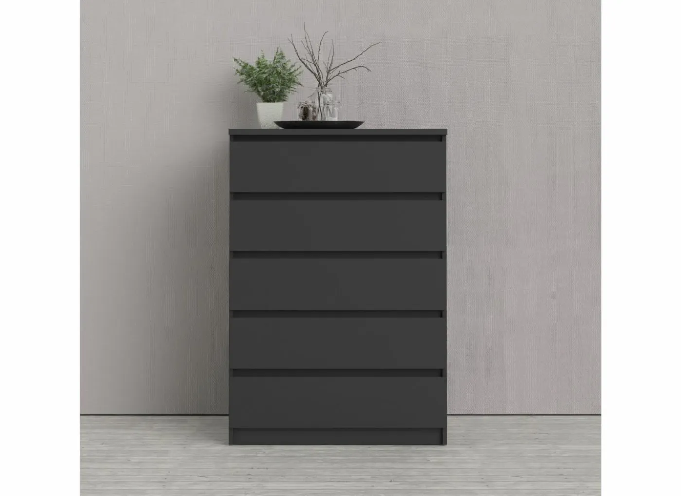 Ladekast Naia 77x50x112cm - melamine - mat zwart