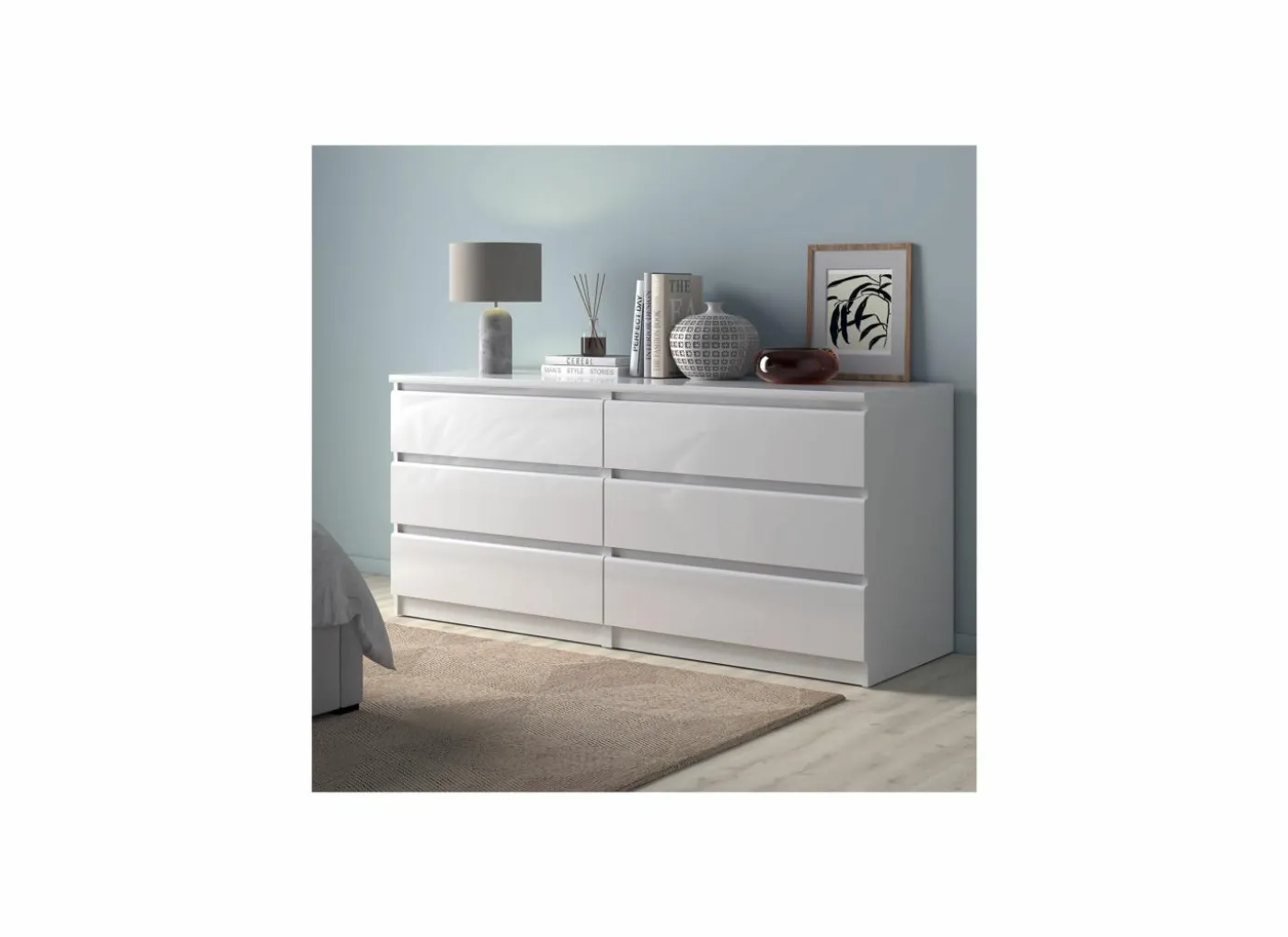 Ladekast Naia 154x50x71cm - melamine - wit hoogglans