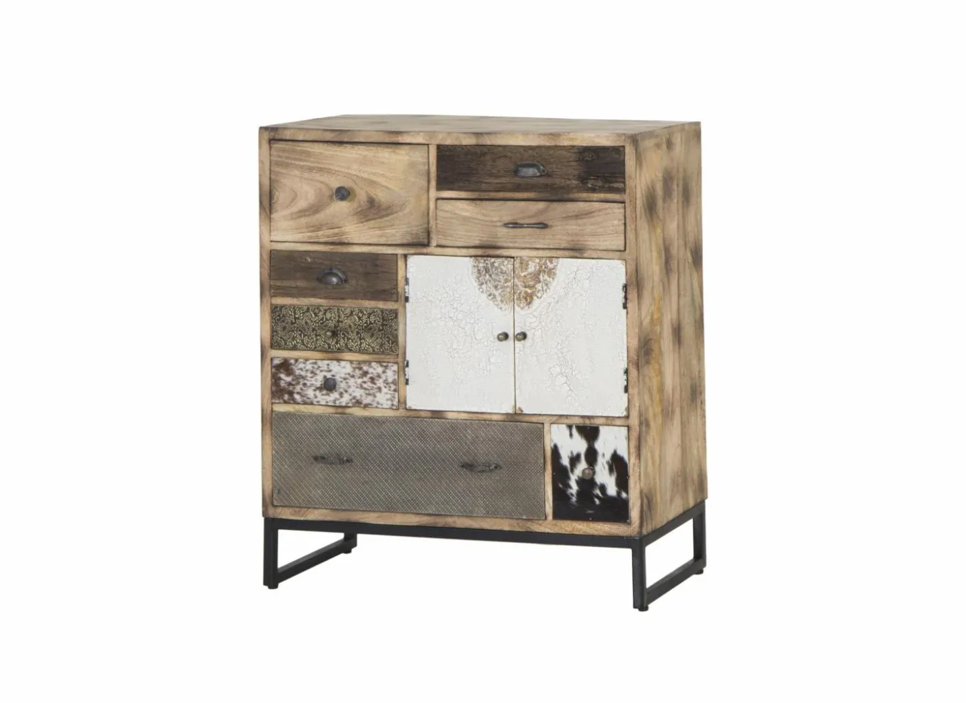 Ladekast Raffles 90x40x100cm - mango massief - bruin & multikleur