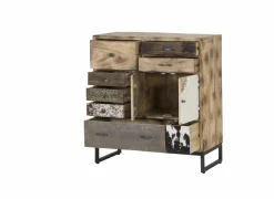Ladekast Raffles 90x40x100cm - mango massief - bruin & multikleur