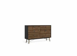 Ladekast Ry 151x41x95cm - decor - mat zwart/okkernoot