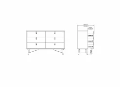 Ladekast Ry 151x41x95cm - decor - mat zwart/okkernoot