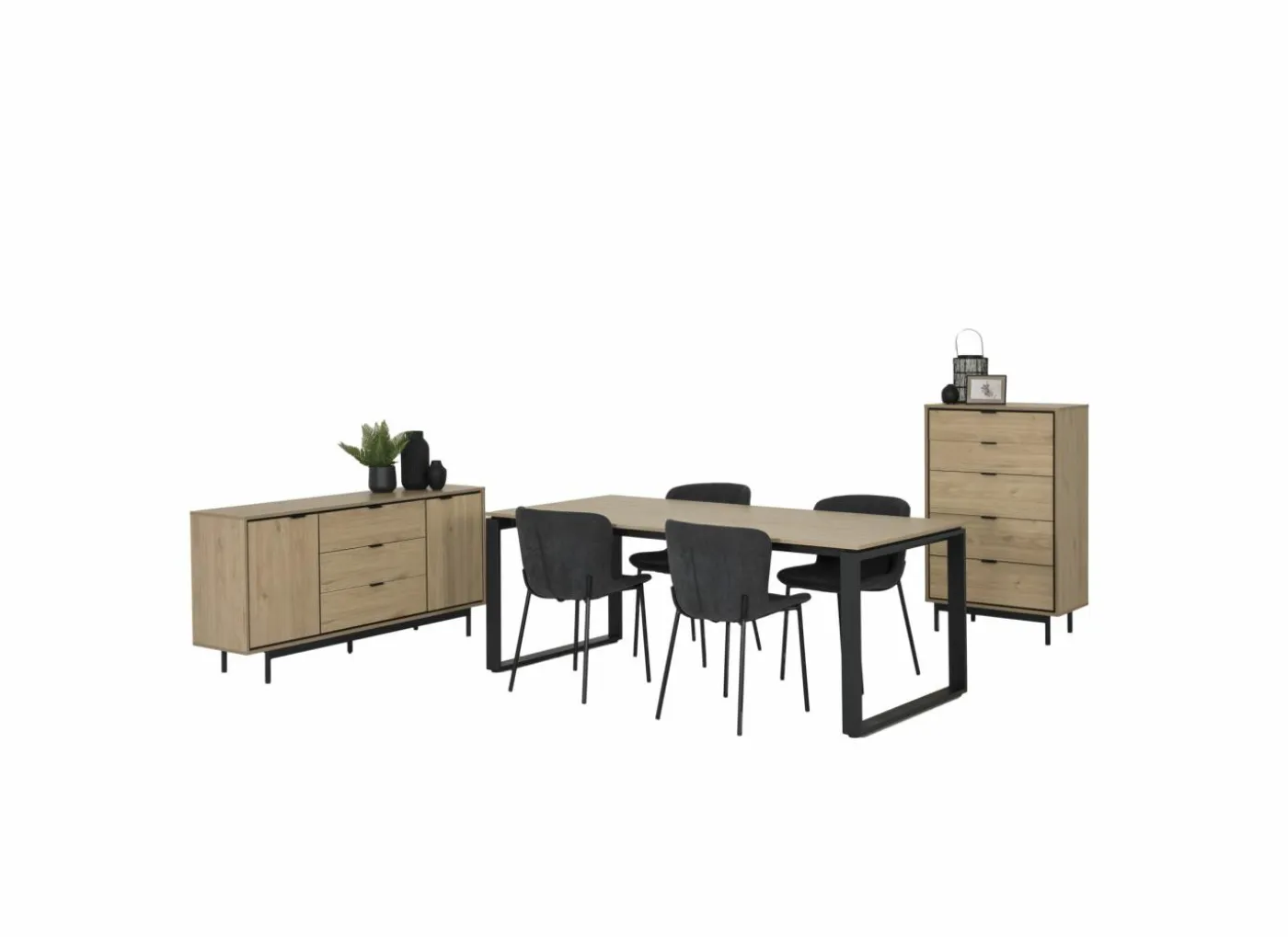 Ladekast Token 73x39,6x118,6cm - melamine - eik