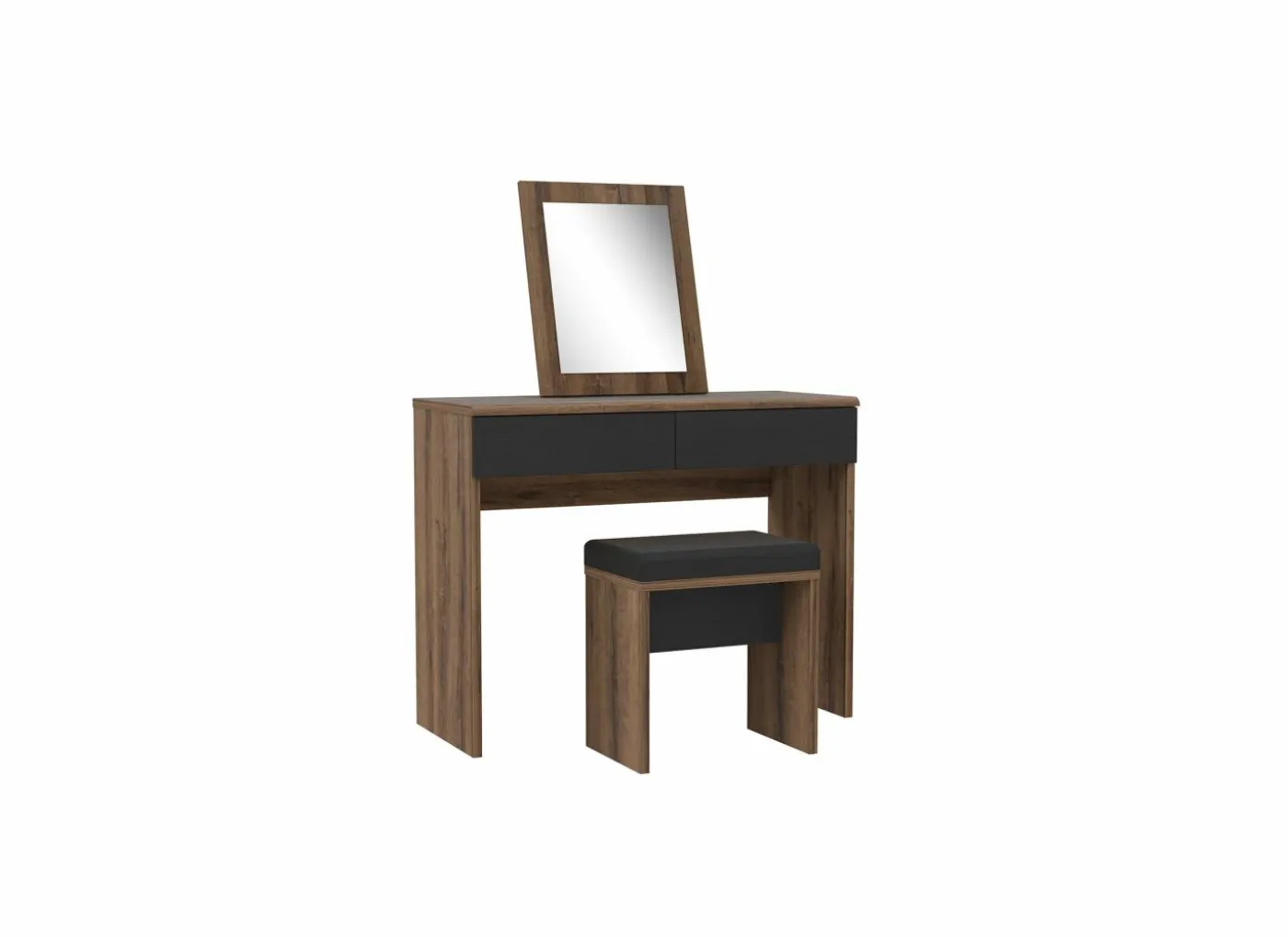 Make-up tafel Dolce met spiegel 100x42x132cm - decor - mud oak & black oak