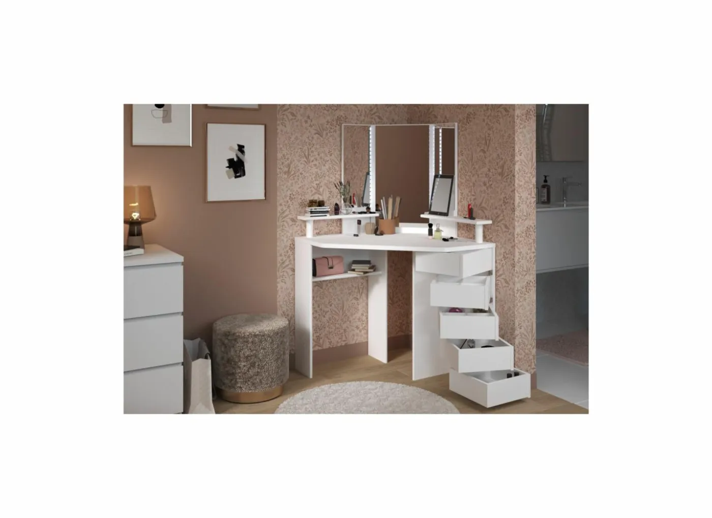 Make-up tafel Volage met spiegel 114x114x142cm