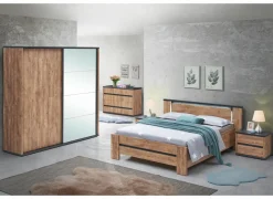 Nachtkastje Elsa 58x40x47cm - decor - industrial oak & zwart