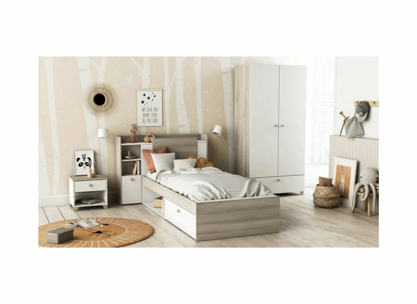 Nachtkastje Izzy 43x36x40cm - decor - kronberg eik & wit