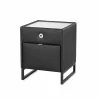 Nachtkastje Linea 44,5x44,5x43cm - lederlook - zwart