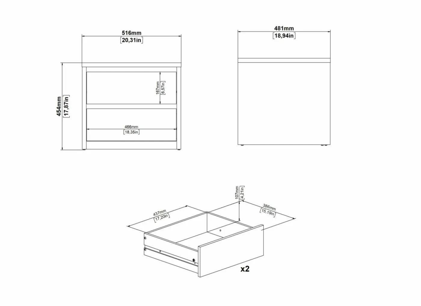 Nachtkastje Next 52x48H46cm - decor - wit & jackson hickory