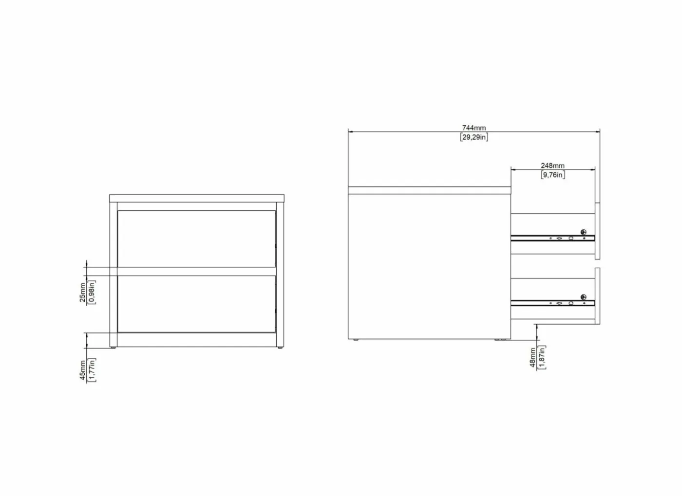 Nachtkastje Next 52x48H46cm - decor - wit & jackson hickory