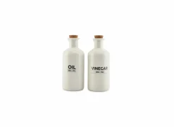 Olie en azijnstel Cucina H20,5cm stoneware wit