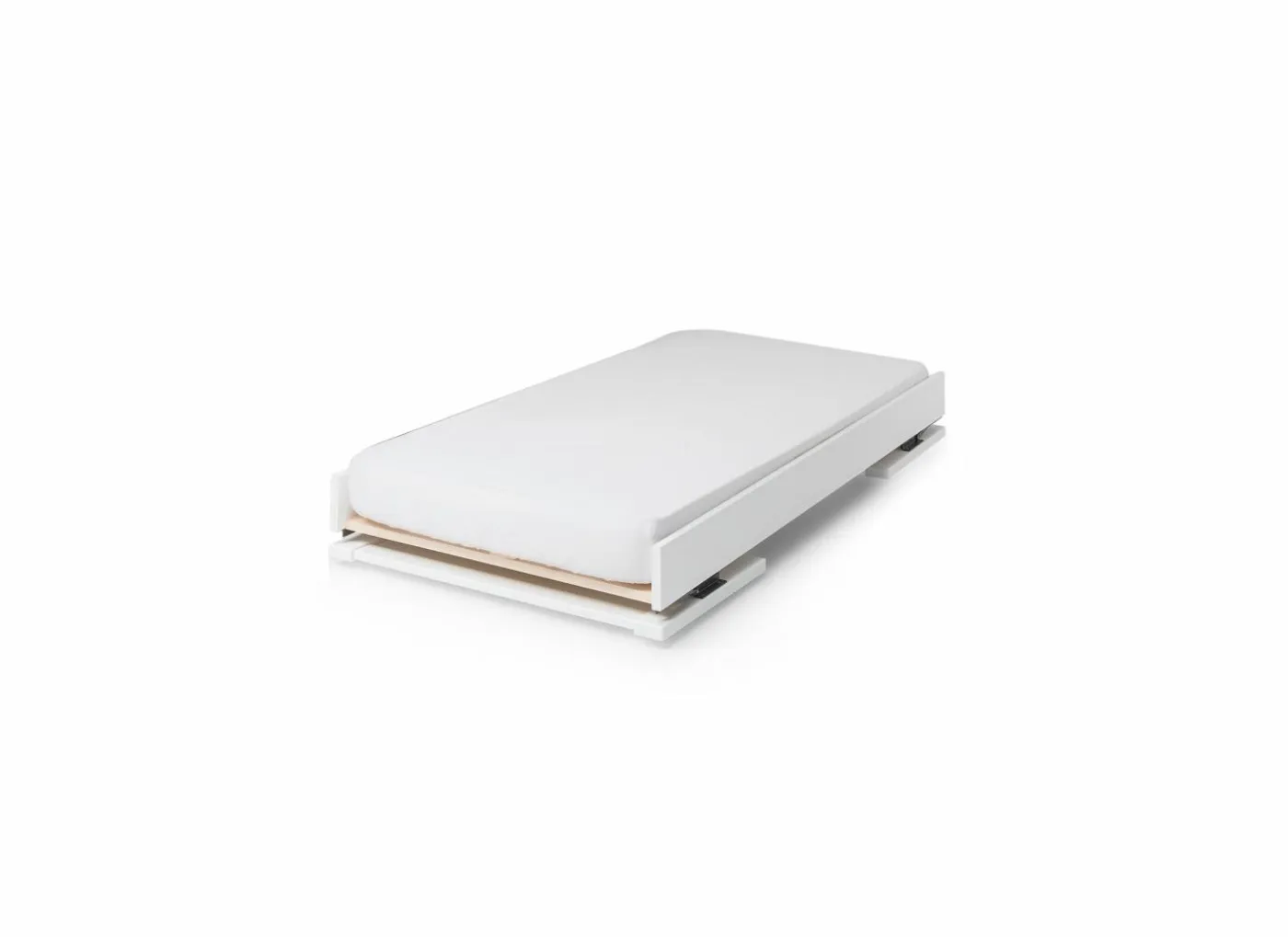 Onderschuifbed Duet 90cm - beuk massief - beuk wit