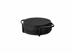 Onderzetters voor glazen Folze Ø10cm - vilt - zwart - set van 9
