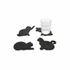 Onderzetters voor glazen CAT silicone - zwart - set van 4
