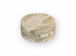 Onderzetters voor glazen Ø10cm - marmer - beige