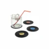 Onderzetters voor glazen LP Ø9cm - kunststof - zwart - set van 4