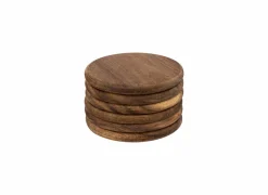 Onderzetters voor glazen Mina Ø10x6cm - acacia massief - bruin - set van 6