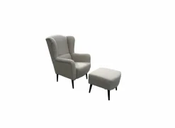Oorfauteuil en poef Canto 76x80x107cm - stof - natuur