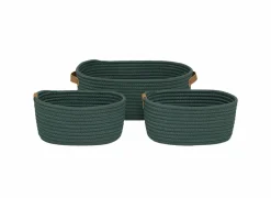 Opbergmand Duo 35x25xH12cm - polyester - ficus set van 3