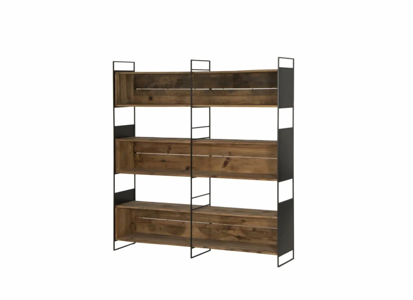 Opbergrek Opium 180,5x35x190cm - gerecycleerd den massief - naturel & zwart