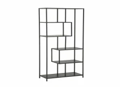 Opbergrek Tower 114x30x185cm - melamine - mat zwart