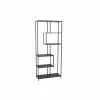 Opbergrek Tower 77x35x185cm - melamine & metaal - zwart