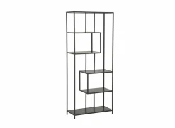 Opbergrek Tower 77x35x185cm - melamine & metaal - zwart