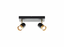 Opbouwspot Vigolo met 2 spots 5W GU10 - 33x12,5cm - zwart/goud