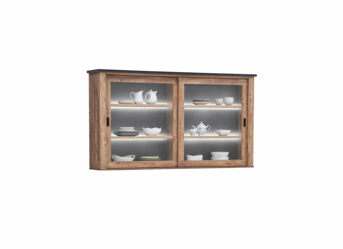 Opzetstuk Etienne 221cm - decor - industriële eik & zwart