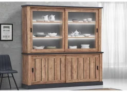 Opzetstuk Etienne 221cm - decor - industriële eik & zwart