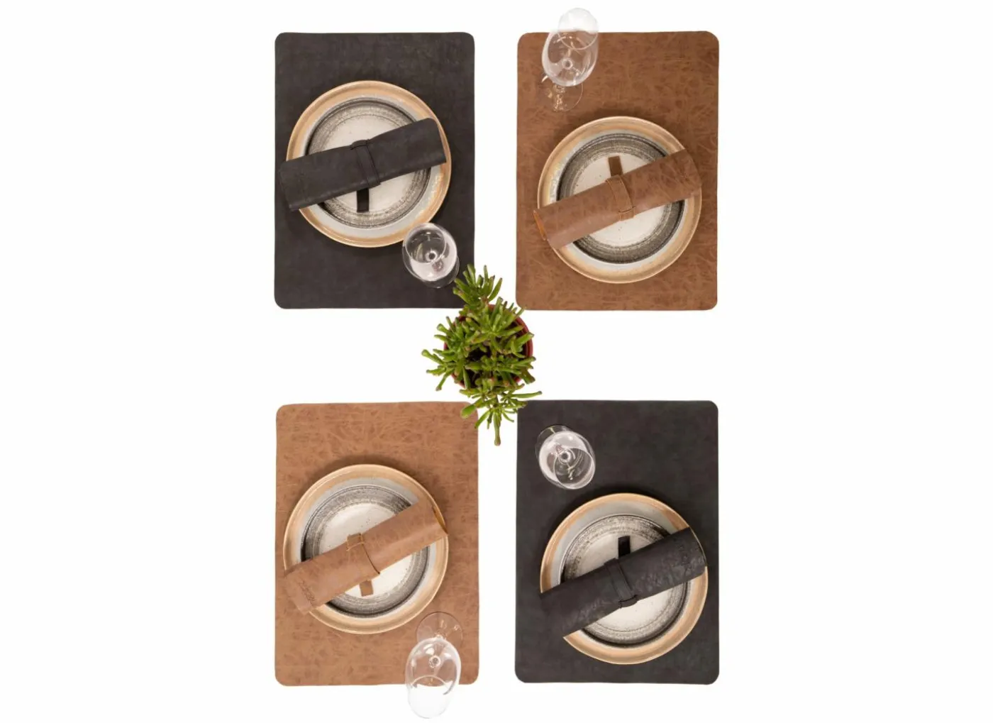 Placemat Truman 33x45cm - lederlook - walnoot