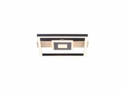 Plafondlamp Baldo 29,5x27,5cm - metaal/hout/kunststof - zwart/naturel