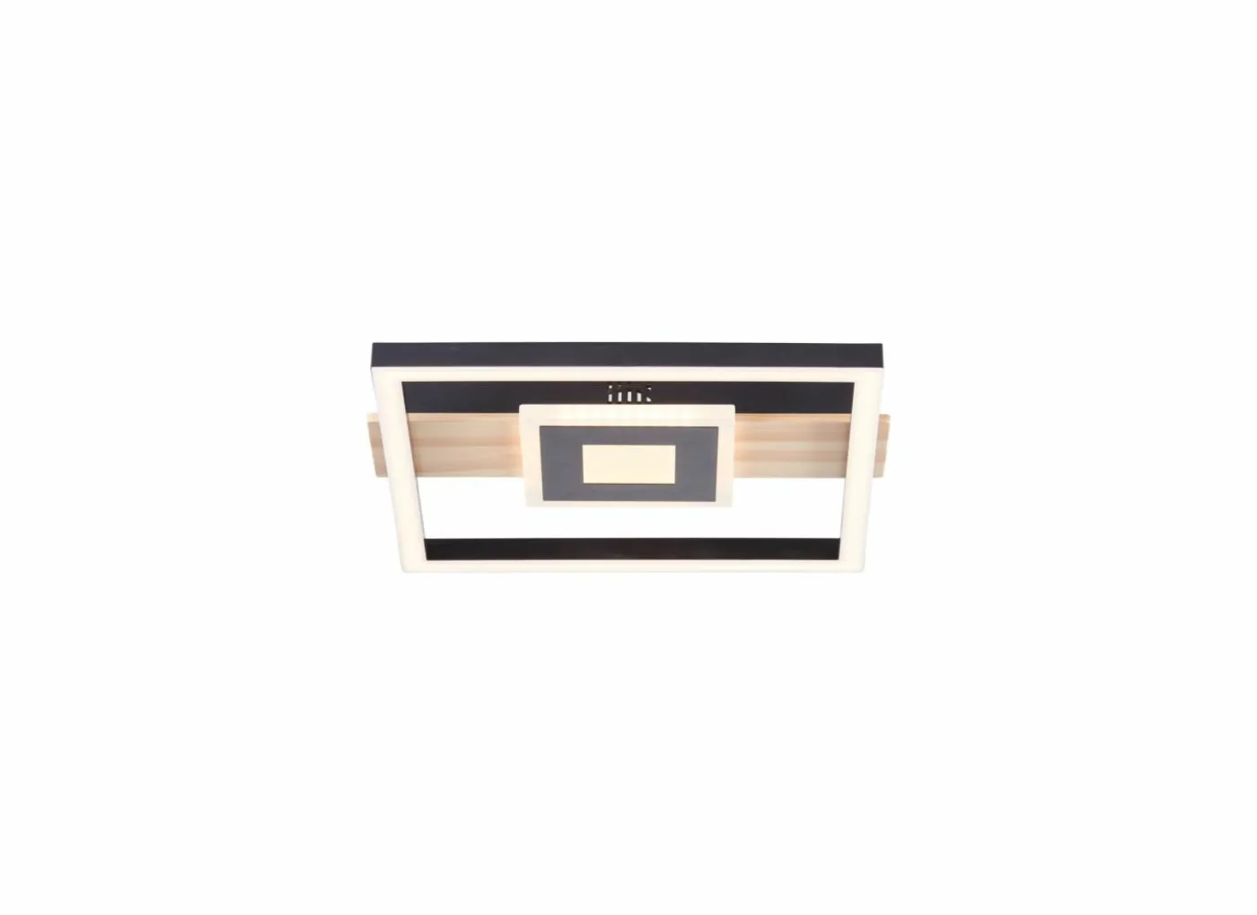 Plafondlamp Baldo 29,5x27,5cm - metaal/hout/kunststof - zwart/naturel