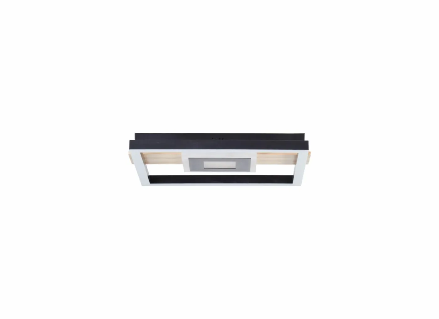 Plafondlamp Baldo 29,5x27,5cm - metaal/hout/kunststof - zwart/naturel
