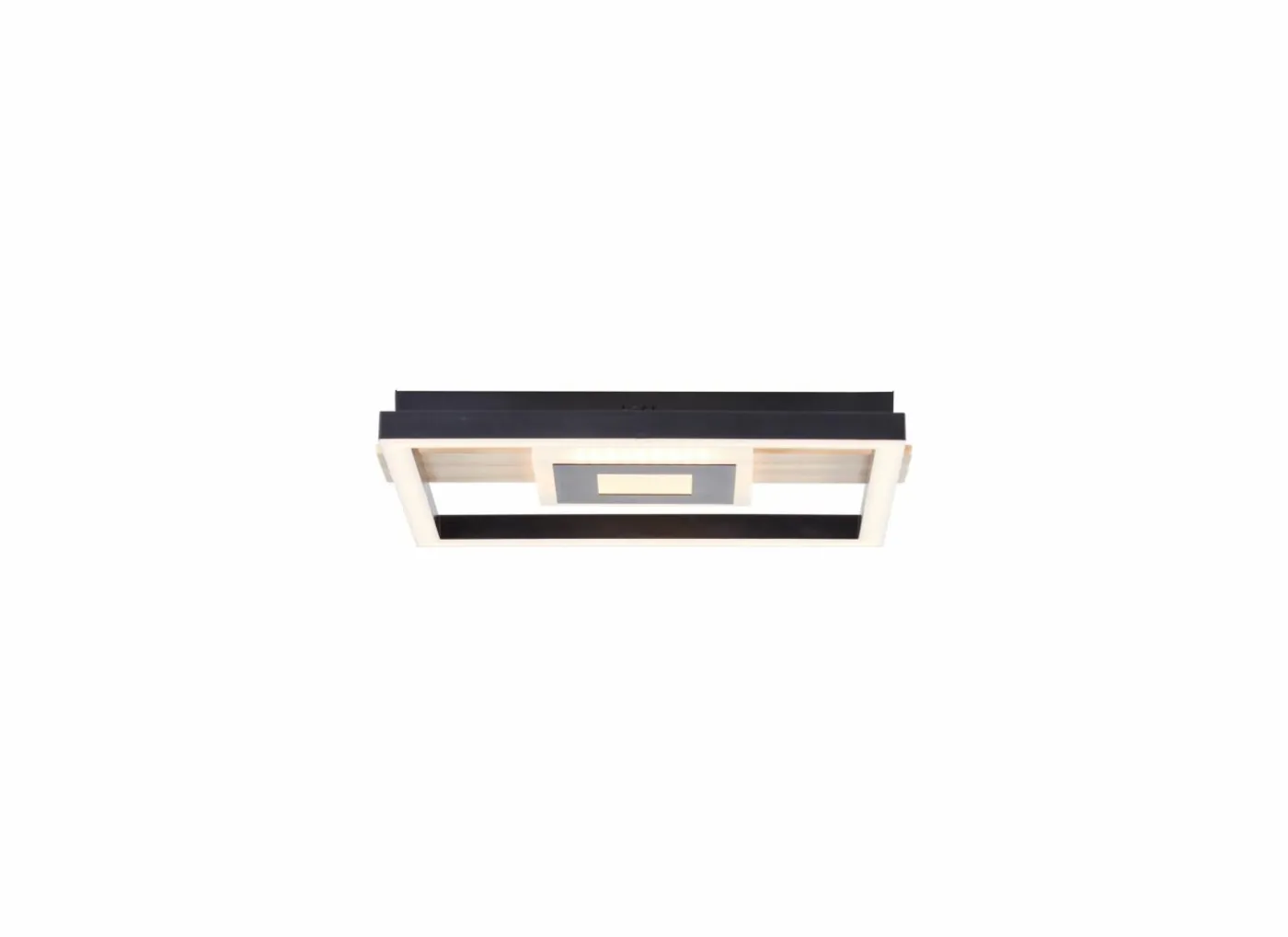 Plafondlamp Baldo 29,5x27,5cm - metaal/hout/kunststof - zwart/naturel
