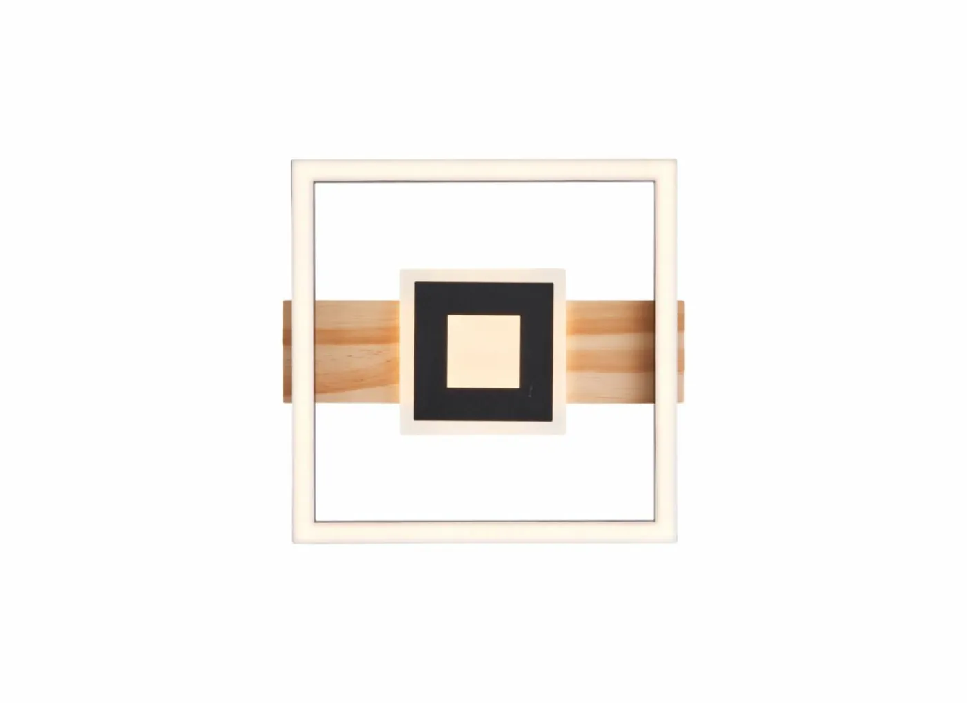 Plafondlamp Baldo 29,5x27,5cm - metaal/hout/kunststof - zwart/naturel