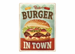 Plakkaat Best Burger In Town 40x30cm - metaal - meerkleurig