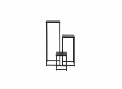 Plantenstandaard Kane 30x90x30cm - melamine & metaal - zwart - set van 3