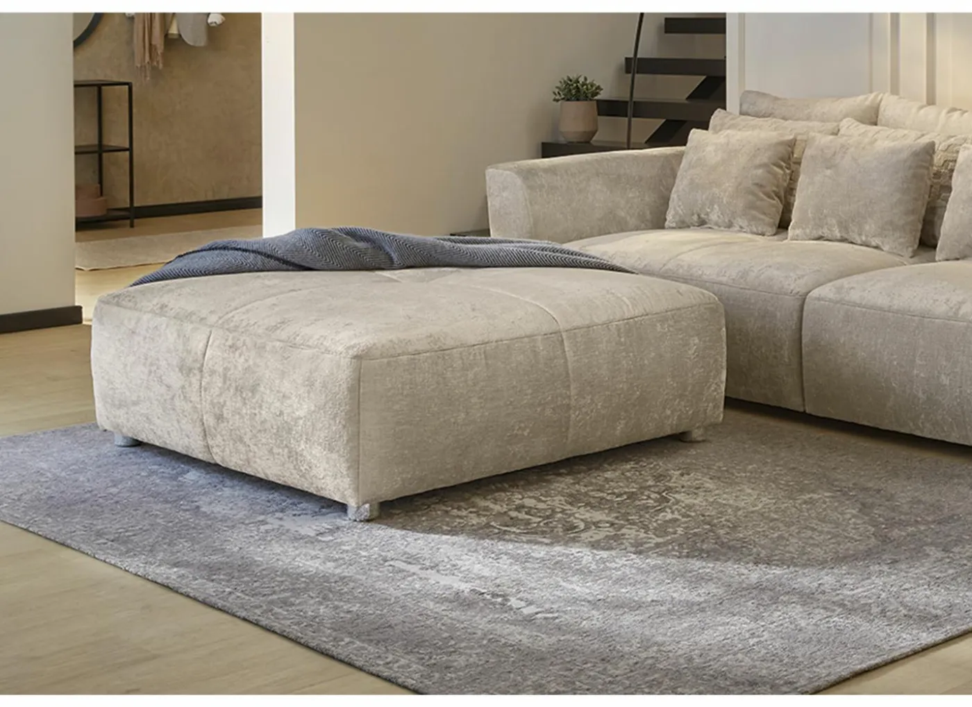 Poef Gulliver 126x126x41cm - stof - beige