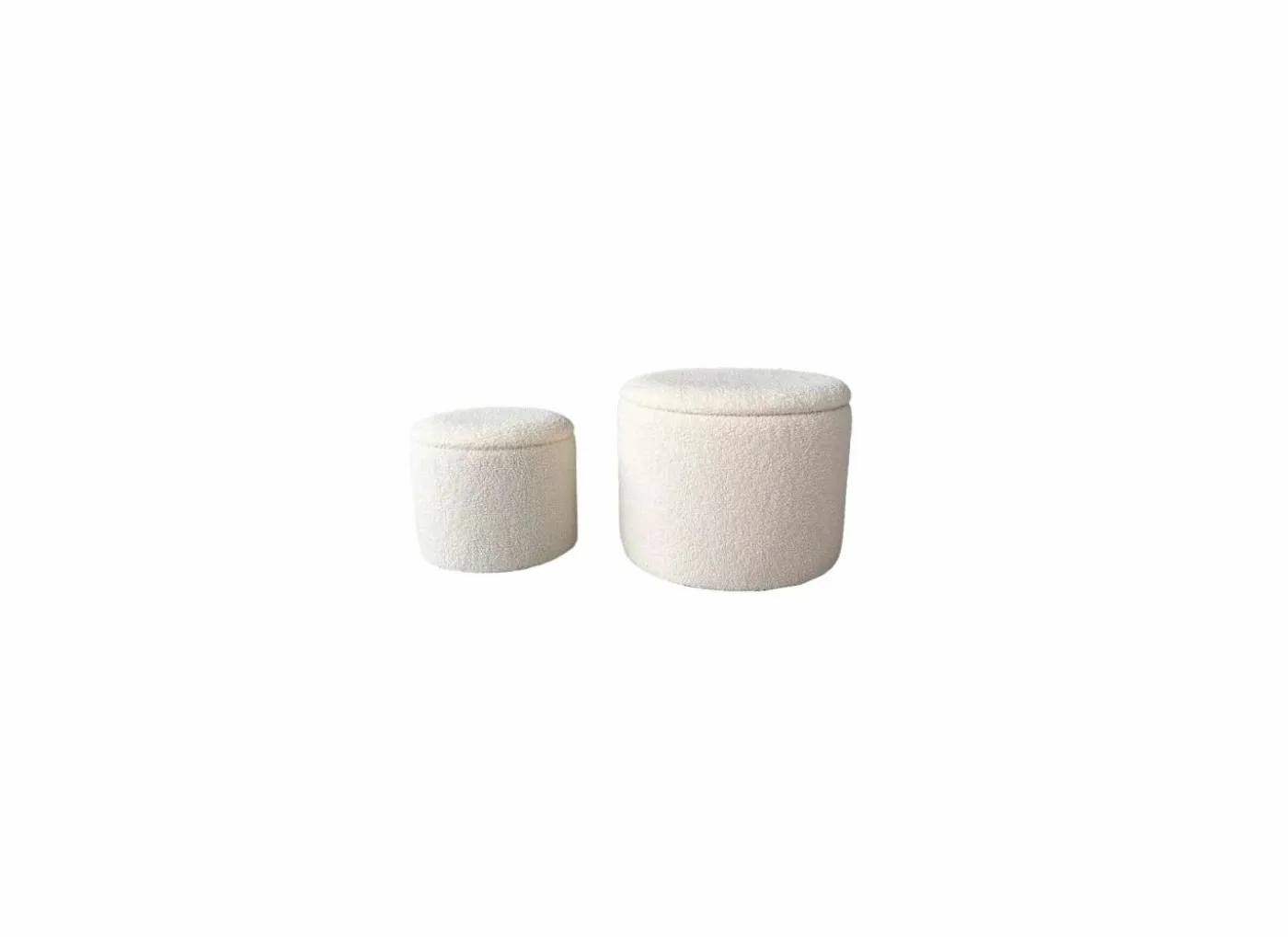 Poef Mouflon Ø52cm - bouclé - beige - set van 2
