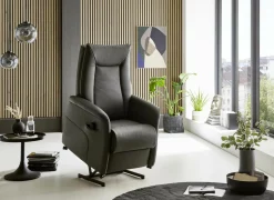 Relaxzetel Hukla elektrisch - leder - antraciet met 2 motoren & extra lange beensteun