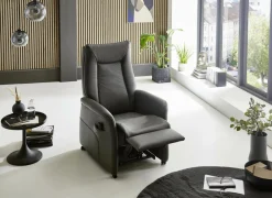 Relaxzetel Hukla elektrisch - leder - antraciet met 2 motoren & extra lange beensteun