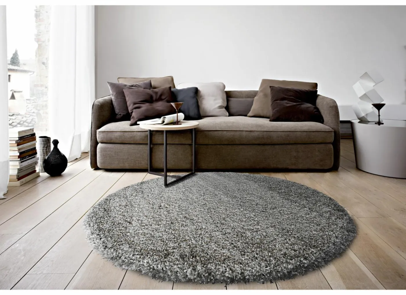Rond tapijt Twister Ø200cm - polypropyleen - zilver