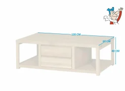 Salontafel Amarillo 120x60cm - eik massief & decor -  naturel