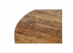 Salontafel Antz Ø90cm - mango massief - naturel & zwart met opbergruimte