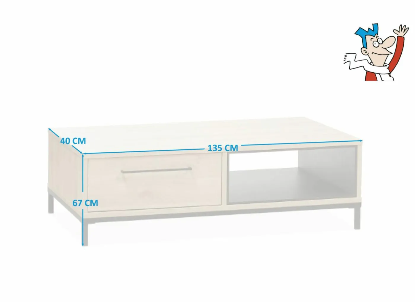 Salontafel Bridge 135x40cm - lamulux - fresh oak & old piano